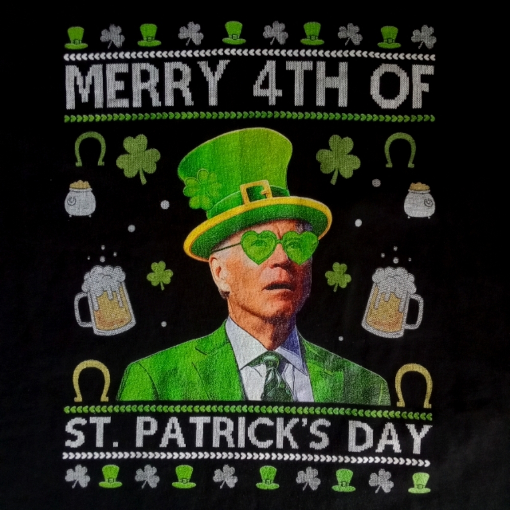 Women's T-Shirt President Joe Biden "Merry 4th of St. Patrick's Day" Black Tee
